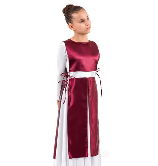 Burgundy and White Child Rose Of Sharon 4 Panel Ephod (B1105C)