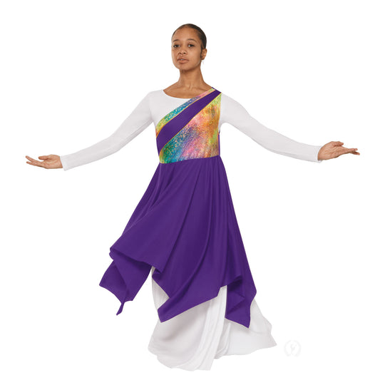 Purple and Rainbow Adult Asymmetrical Tunic (96567)