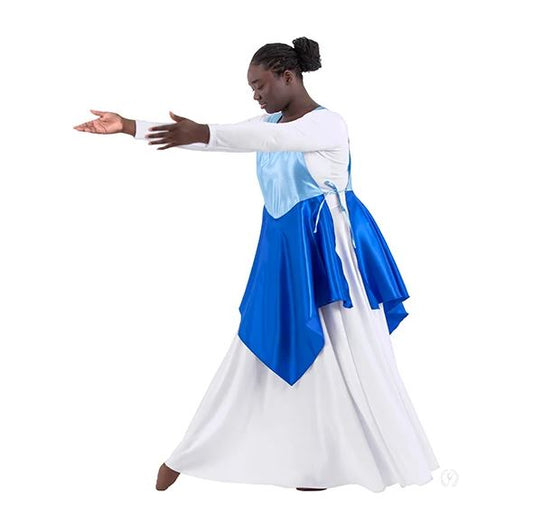 Light Blue and Royal Rose of Sharon Satin Peplum Ephod (B1104)