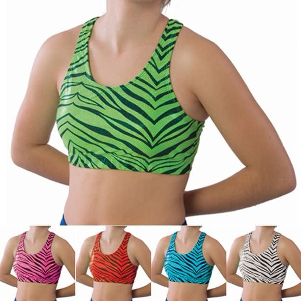 Wild Neon Pink Zebra / Tiger Stripe Pattern Athletic Spandex Sports Bra -  Spandex, Sports Bras & Athletic Shorts