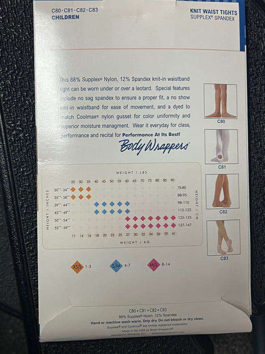 Child Value TotalSTRETCH Knit Waist Footed Tights (C80) DISCONTINUED COLORS