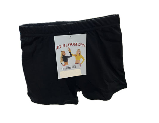 Black boy cut dance briefs with a double plush waistband. Vendor tag attached to briefs.