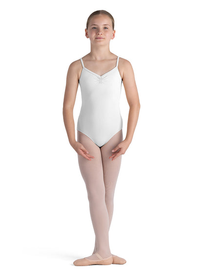White Child Gather Camisole Leotard (CL4257)
